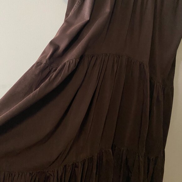 Handmade Plus Size Cotton Bamboo Chocolate Brown Dress - Picture 12 of 15